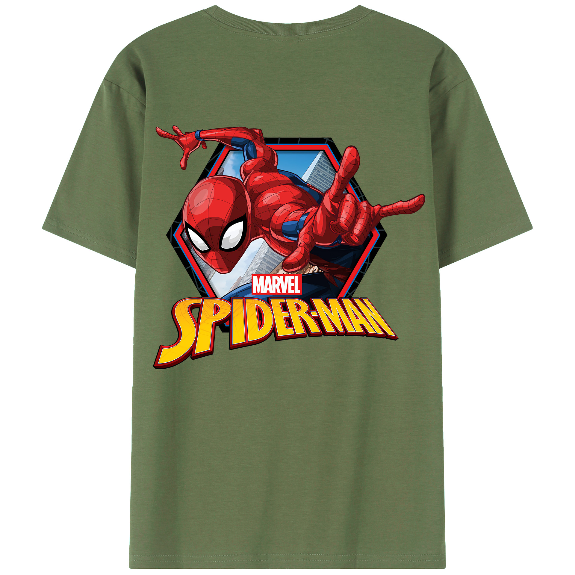 （画像用） Spider Man スパイダーマン 綿100％ メンズ半袖Tシャツ（バックプリント） 通気性